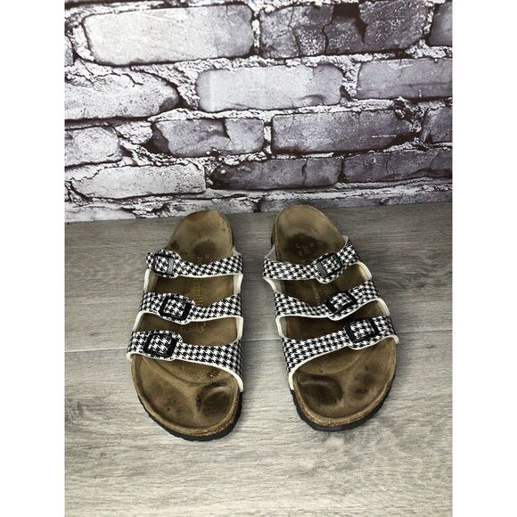 BIRKENSTOCK PAPILLIO Black White Leather Footbed Sandals Women’s Sz 38EU/7.5M US - Picture 11 of 16